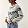 thumbnail image 5 of Sweater for Women Crew Neck Button Down Cardigan Fair Isle Knit Long Sleeve Relaxed Fit Casual Fall Pullover, 5 of 5
