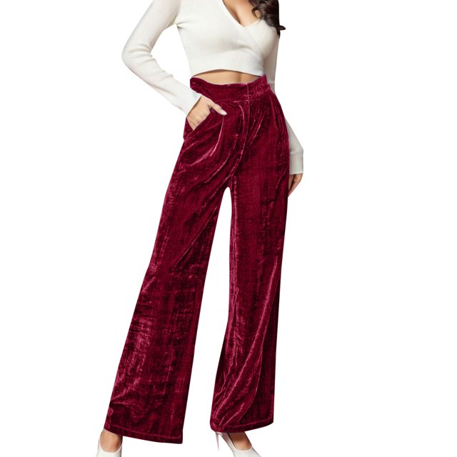 Gibobby Pantalones mujer invierno Estilo de ropa de mujer Casual Casual Velvet Baggy Leggings Pantalones casuales(Rojo,XG)
