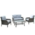 thumbnail image 5 of XIZZI 4 Pieces Wicker Patio Furniture All Weather Outdoor Conversation Set with Cushions High Back Rattan Patio Seating Set with Coffee Table for Backyard, Gray, 5 of 10