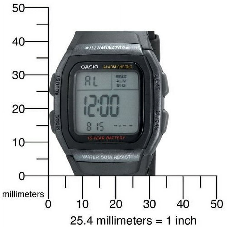 DIGITAL WATCH DUAL TIME ALARM 50M W96H-1BV - Walmart.com