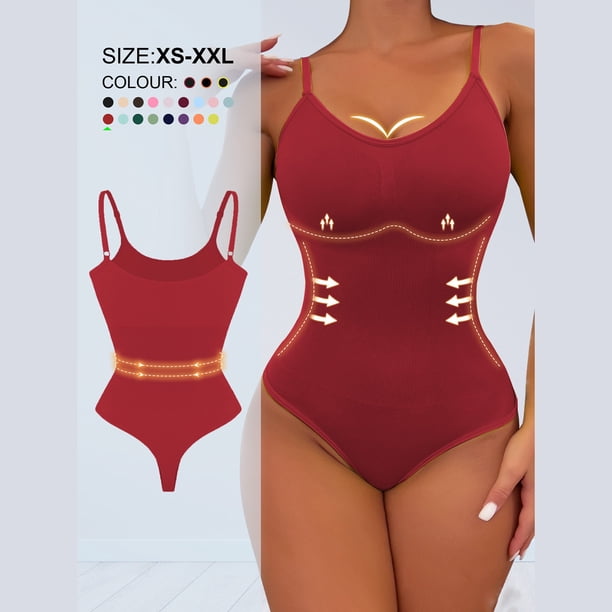 Karight Women's Spaghetti Strap Shapewear Bodysuit Tummy Control Body Shaper Seamless Waist Trainer Body Suit