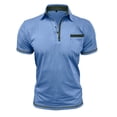 thumbnail image 4 of CHENHANN Polo Shirt for Men Short Sleeve Button Down Shirt Loose Fit Sky Blue Men T Shirts, 4 of 5