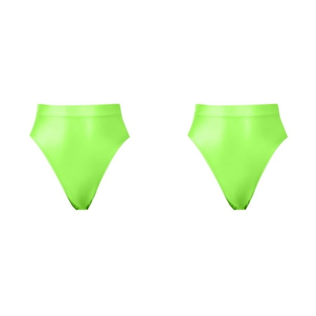 LWNYDPLSD 2 Pack High Waisted Underwear for Women Shapewear Tummy Control Breathable Full Coverage Briefs Stretch Sexy Mesh See-Through Panties Super Thin Shiny Transparent Briefs