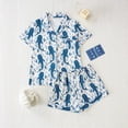 thumbnail image 2 of CUZIBR Kids Pajamas For Boys Girls Short Sleeve Ocean Animal Graphic Button Down Shirt And Shorts 2 PC Sleepwear Lapel Smooth Loungewear Soft Festival Party Homewear,Blue,3-4 Years, 2 of 4