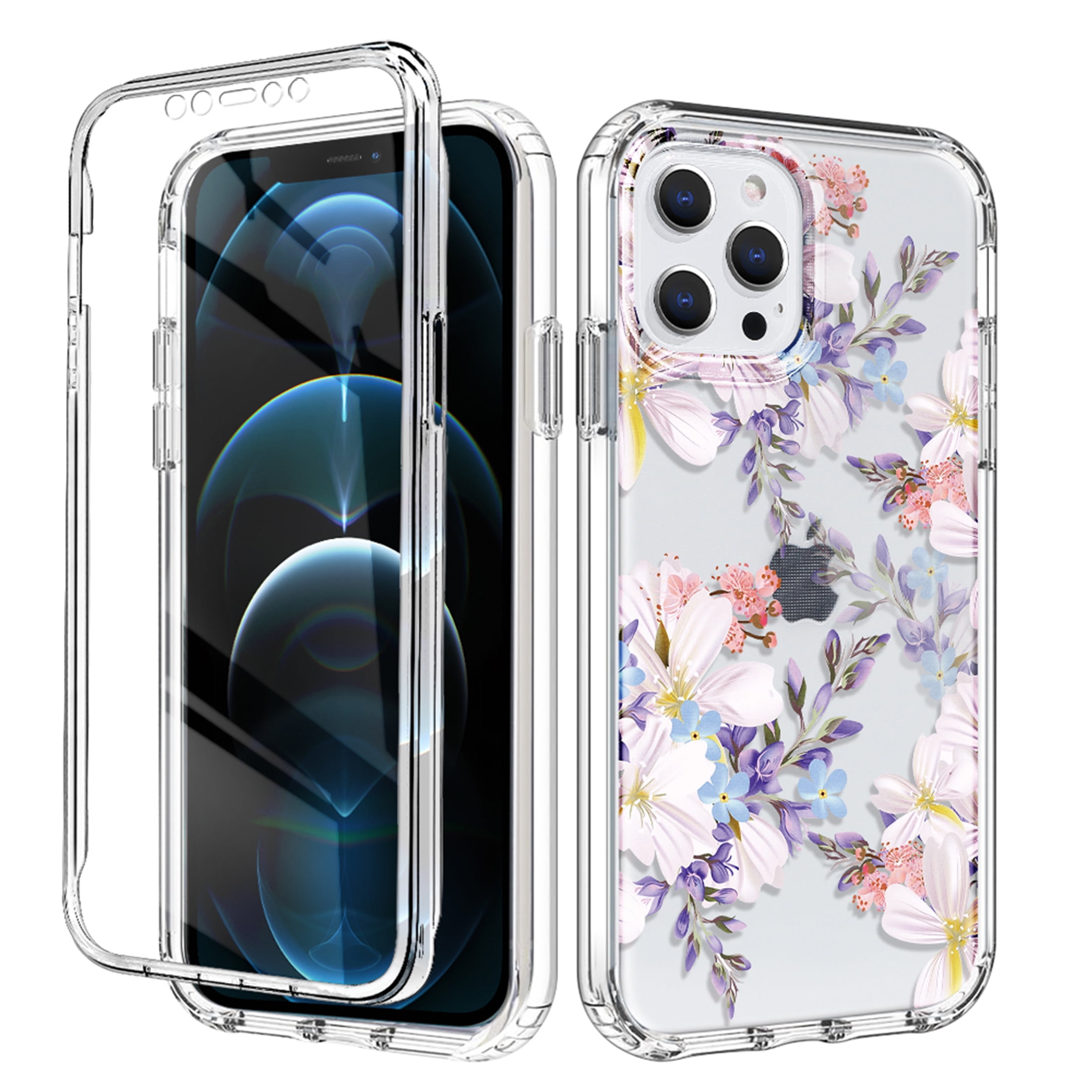iPhone 6 Case，Flower Pattern 360 Degrees Clear Protective Shockproof Rugged Protection Case Soft TPU Phone Designed Funda. - Walmart.com