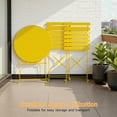 thumbnail image 3 of Dovov 3-Piece Outdoor Folding Bistro Set, Steel Bistro Table and Chairs Set of 2 Outdoor Patio Furniture with Cushions, Yellow, 3 of 9