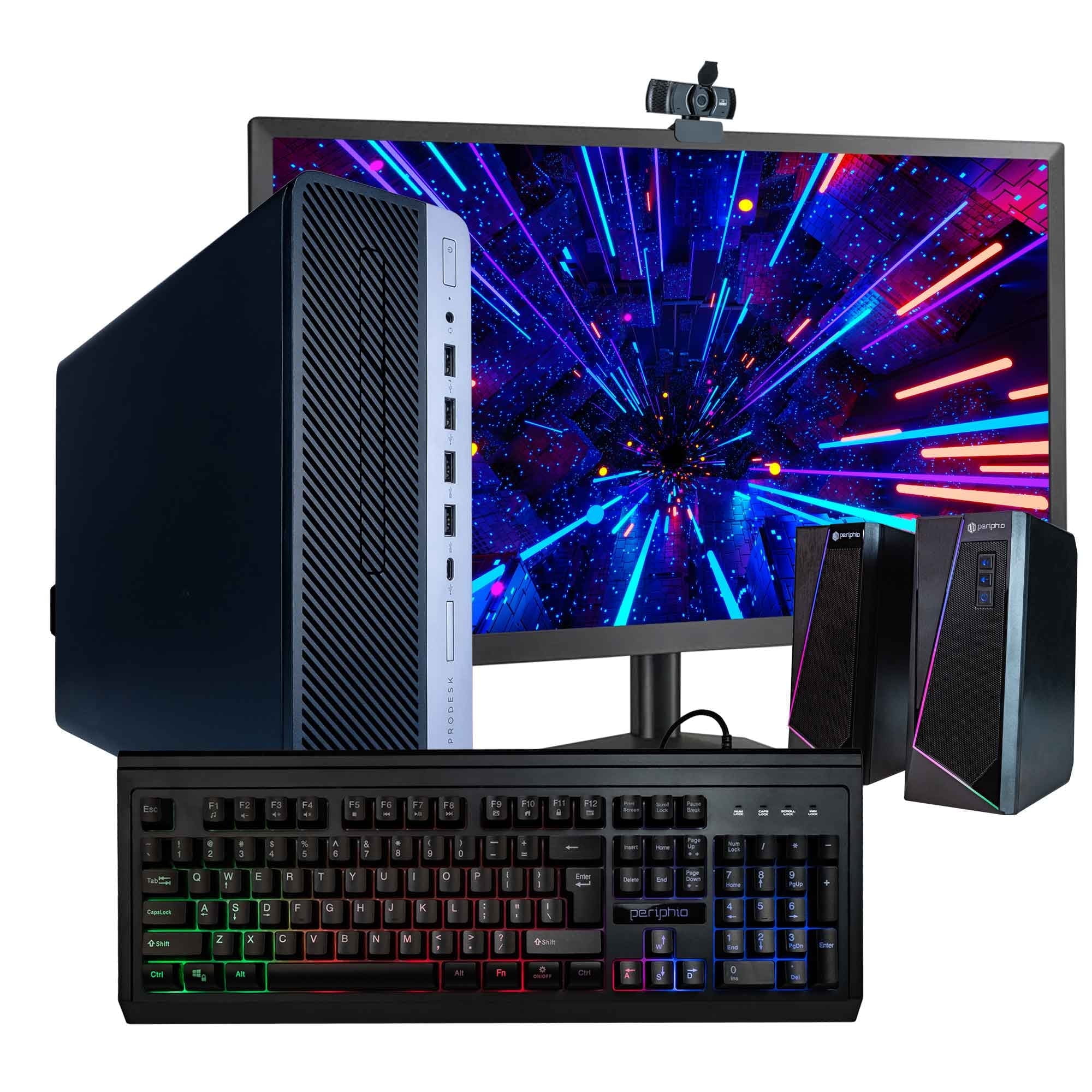 Restored HP ProDesk 600G4 Desktop Computer Quad Core Intel i5 (3.2GHz) 16GB DDR4 RAM 500GB SSD 5G-WiFi & Bluetooth Windows 11 Professional RGB Desktop Kit 22in LCD Monitor (Refurbished)