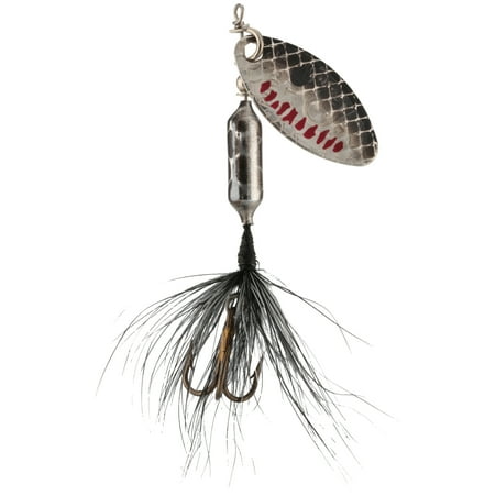 Worden s® Rooster Tail® Original Met Silver Black Inline Spinnerbait Fishing Lure 1/16 oz. Carded Pack