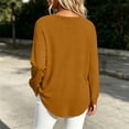 thumbnail image 6 of hoksml Women's V Neck Henley Long Sleeve T Shirt, 3 Button Front Curved Hem Casual Blouse, Loose Fit Basic Top Solid Colors, 6 of 6