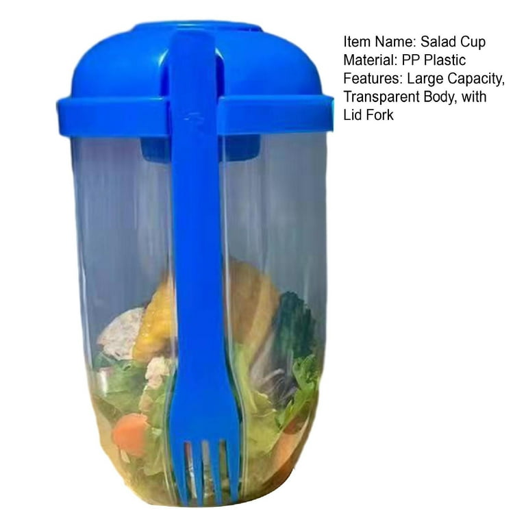 Salad Cup with Fork Transparent Salad Cup Portable Salad Cup with Lid Fork  for Office School Travel Transparent Body Capacity Breakfast Cup for Fat