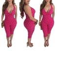 thumbnail image 4 of Women’s Polka Dot Halter Top and Capri Pants Set, Sleeveless V Neck Matching Outfit, 4 of 4