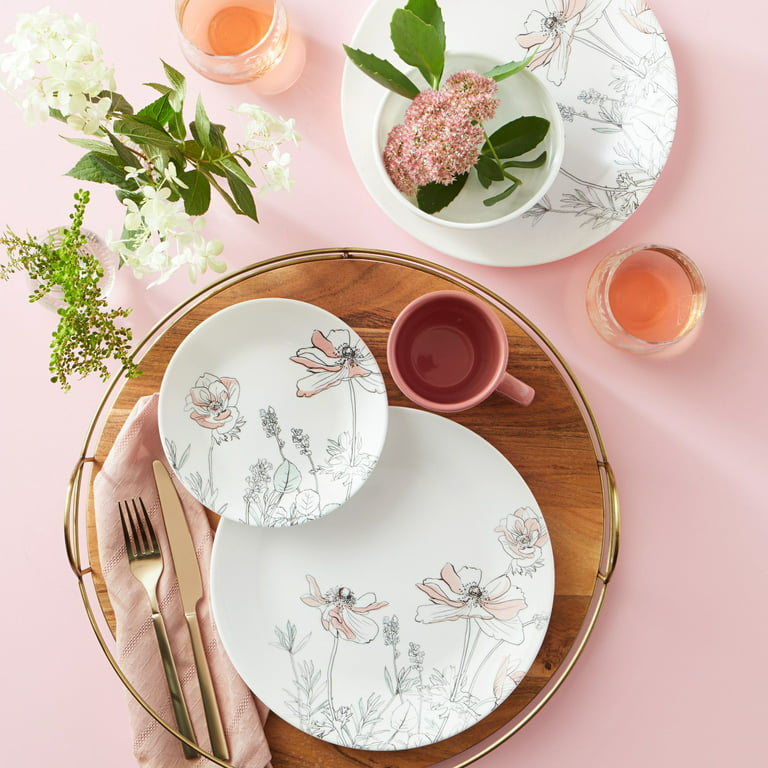 Corelle Rosemarie Bread Butter Plates Farmhouse Dinnerware Pink Green, Set  of 4 T17 READ DETAIL 