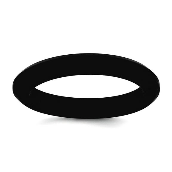 Silicone Black 3mm Round Band Size 6 Ring for Women and Men