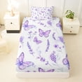 thumbnail image 3 of Erosebridal Purple Floral Lavender Twin Sheet Sets,Cute Butterfly Flying Animals Bedding For Girly 3-Piece, 3 of 6