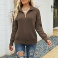thumbnail image 3 of IROINNID Womens Sweater Quarter Zip V-Neck Pullover Sweater Stripes Casual Mid-Length Long Sleeve Matching Tops Blouse Knitted Sweater, 3 of 4