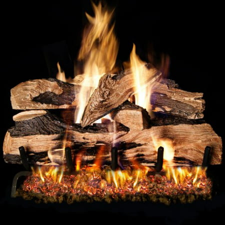 Peterson Real Fyre 24-inch Split Oak Designer Plus Log Set With Vented Natural Gas Ansi Certified G46 Burner - Electronic On/Off (Best Vented Gas Fireplace Logs)