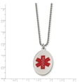thumbnail image 3 of Stainless Steel Red Oval Medical Alert Id Pendant 24 Inch Ball Chain Necklace Charm, 3 of 7