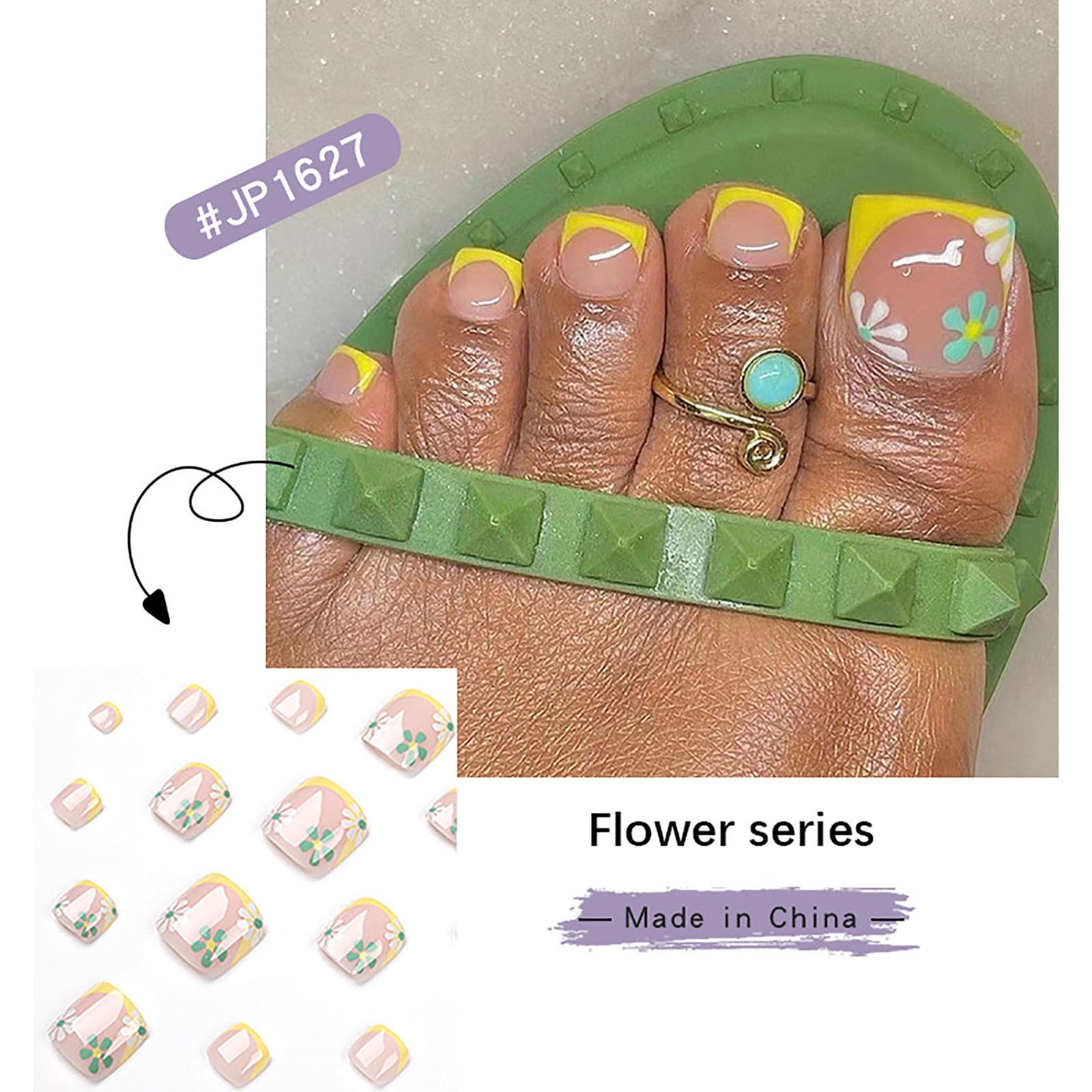 Juebong Short Fake Nail Butterfly, Daisy, Rose Flower, White And Green  Flower Artificial Toe Nail 1ml, Mint Green - Walmart.com