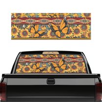 SEANATIVE Pickup Truck Rear Window Decal Perforated Vinyl See Through Graphic Sticker UV Protection Waterproof Easy Installation Universal Fit Automotive Decals, Tribal Butterfly Sunflower