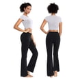 thumbnail image 3 of Pantalones de yoga BUBBLELIME Bootcut Basic de algodón negro para mujer, 3 of 6