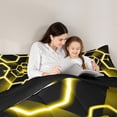 thumbnail image 5 of Manfei Geometric Honeycomb Bedding Comforter Set 2pcs for Boys, Black Gold Twin Comforter Sets, Neon Gradient Hexagon Bedding Set, Lightweight Room Decor, 5 of 8