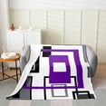 thumbnail image 2 of Purple Grey Throw Blanket Black White Gray Geometric Fleece Blankets Women,Geometry Striped Girds Blanket Throw 50x60 Inch Modern Abstract Art Fuzzy Blanket, 2 of 4