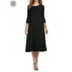 thumbnail image 1 of Vestido Luxtrada para mujer, liso, informal, básico, cómodo, holgado, de corte A, con mangas 3/4 (negro, 3XL), 1 of 5
