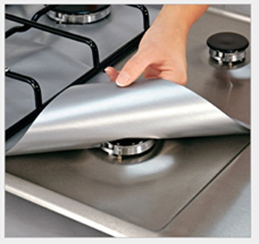 4PCS Kitchen Gas Stove Top Burner Reusable Protector Liner Cleaning Pad Cover