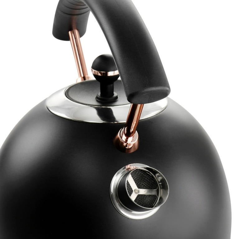 MegaChef 1.8 Liter Half Circle Electric Tea Kettle with Thermostat in Matte Black