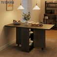 thumbnail image 5 of Tuekys Folding Dining Table Drop Leaf Kitchen Table with 2 Storage Racks-Perfect for Small Spaces Multifunction Space Saving Table Extension Dinner Table Kitchen Office Desk Black, 5 of 9