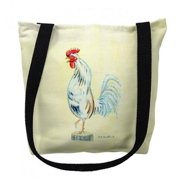 White Rooster on Yellow Small Tote Bag 13x13 16 inches x 16 inches