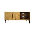 thumbnail image 2 of RED VELVET Mueble para TV Moderno, Madera Clara con Diseño Geométrico, Mesa Consola con Estantes y Puertas, Base de Metal Negro, 2 of 7