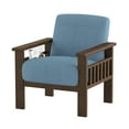 thumbnail image 5 of Amerllia Blue Fabric Upholstery Solid Wood Accent Chair, 5 of 7