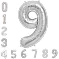 thumbnail image 1 of Silver Number 9 Balloon, 9th Birthday Party Foil Mylar Helium Balloons, 40 Inch, 1 of 4