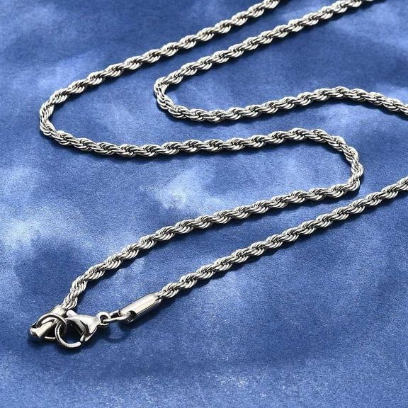 Non-Tarnish 304 Stainless Steel Rope Chain Necklaces Stainless Steel Color 17.7 inch(45cm) 2.3mm