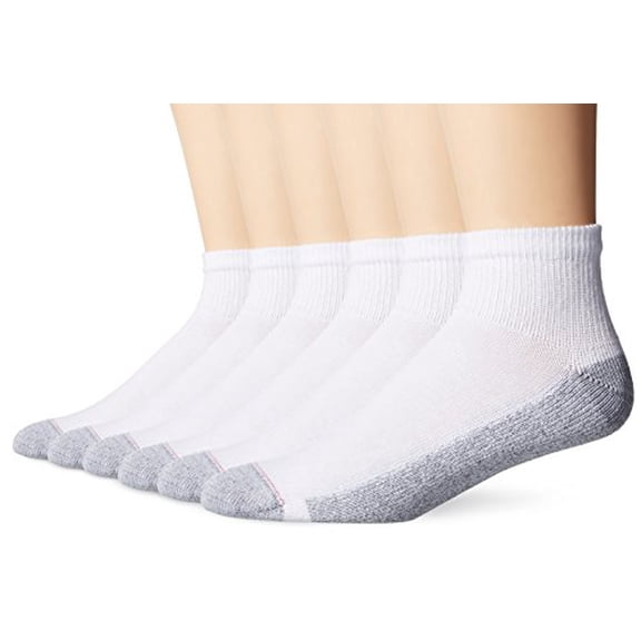 Hanes Men's ComfortBlend Ankle Socks, 6-Pack, White, Shoe Size: 6-12