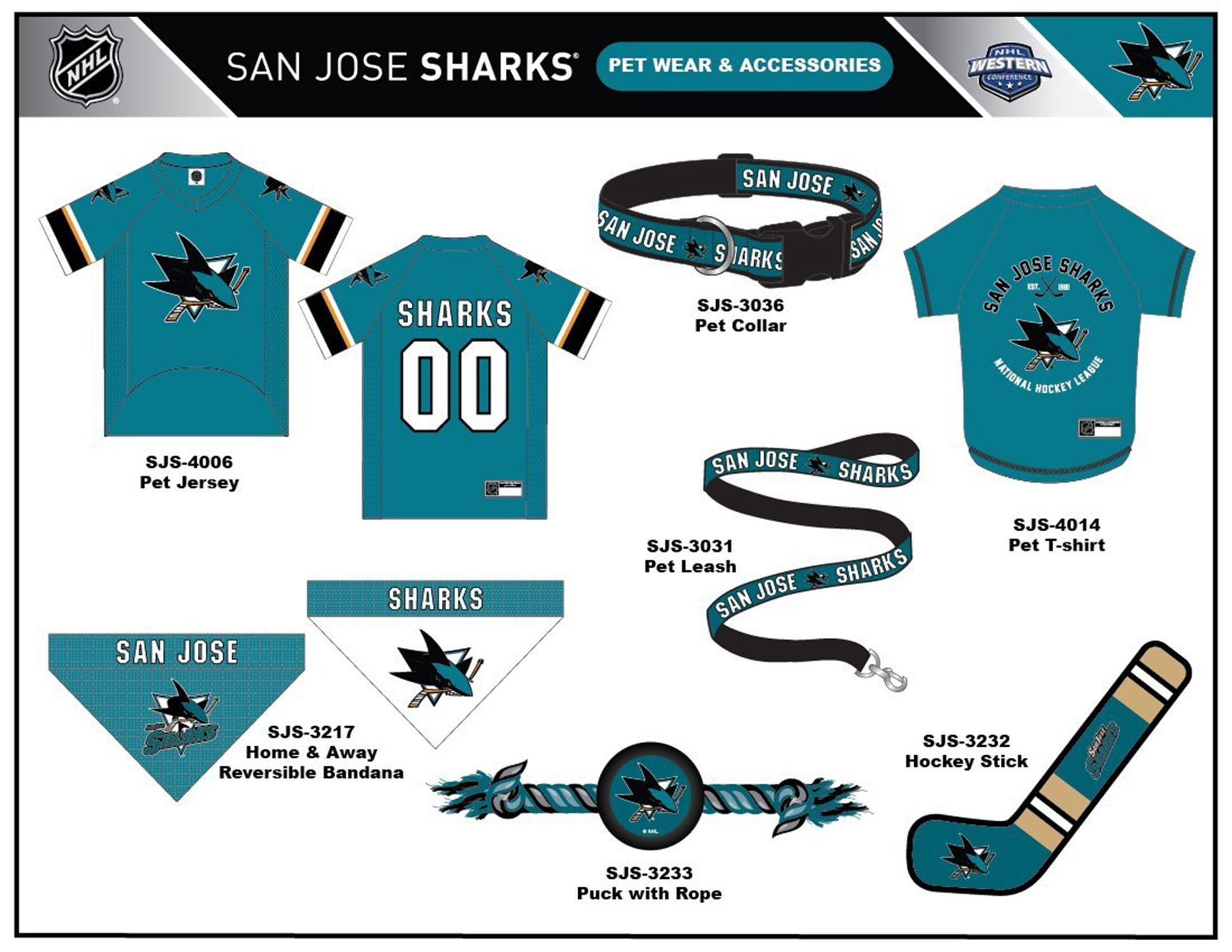 San Jose Sharks Dog Jersey Large