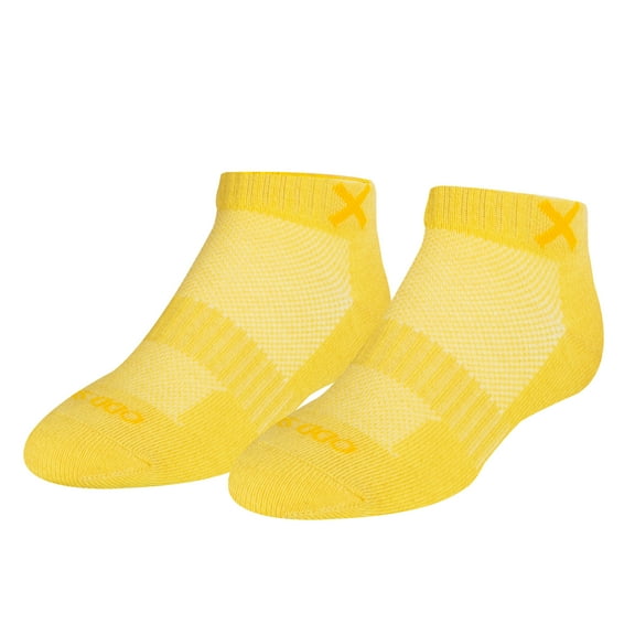 ODD SOX Basix Athletic Ankle Socks Yellow Heather Cushioned Footbed, Breathable Knit, Arch Support,