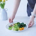 thumbnail image 6 of LaGlint 10.5 inch Round Dinner Plate Set of 6, Glass Material, Lightweight, Dishwasher and Microwave Safe, White with Blue Circles, 6 of 8