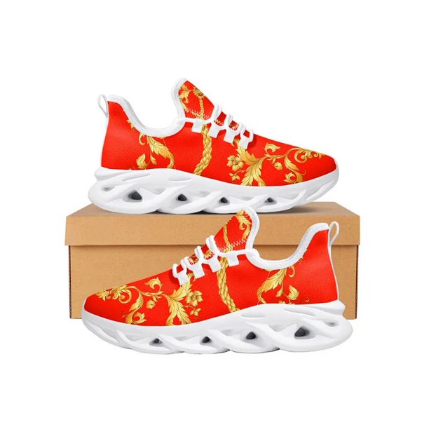Zapatos de lujo 3D para mujer, zapatillas con diseño floral dorado, con cordones, plataforma plana, a la moda, envío directo