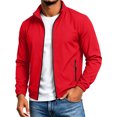 thumbnail image 4 of Lightweight Jackets For Men Full Zip Windbreaker Stand Up Collar Fashionable Casual Jacket With Pockets Red L, 4 of 5