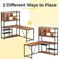 thumbnail image 5 of 58'' L Shaped Computer Desk with LED Light and Bookshelf, Modern Corner Office Desk with Storage Shelves, Home Office Desk, 5 of 7