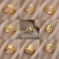 thumbnail image 2 of Anillos de acero inoxidable para mujer y hombre, anillo de compromiso de Color dorado para fiesta de boda, regalo de joyería para dedo masculino y femenino, 2023, envío gratis Dengxun unisex, 2 of 2