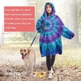 thumbnail image 4 of Blue Purple Tie Dye Pattern Wearable Oversized Blanket,Wearable Blanket Hoodie for Adults,Cozy Hooded Blankets with Super Pockets,Super Warm Fuzzy Pullover for Women & Men, 4 of 6
