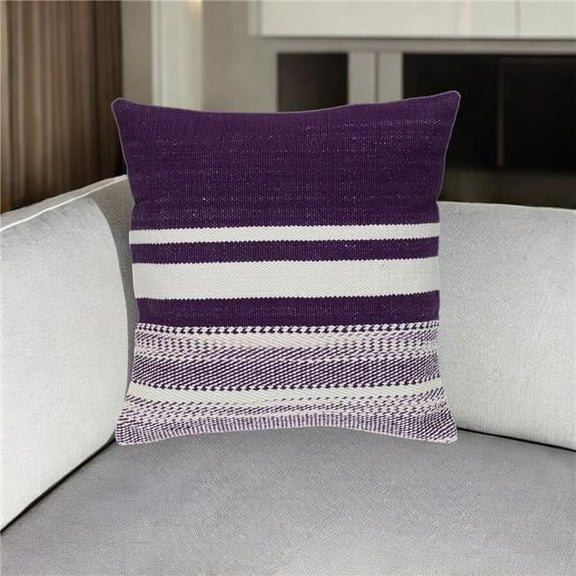 HomeRoots 529242 18 in. Purple & White Cotton Throw Pillow