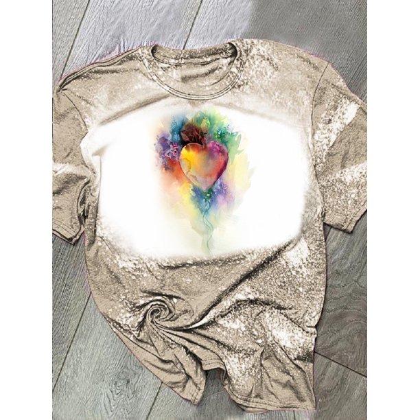 Camiseta con estampado de corazones coloridos y teñido anudado a la moda Tmvgtek Para estrenar