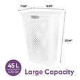 thumbnail image 3 of Superio 2-Pack Gradient Hamper with Lid - 45L, Modern Design, Perforated, Slim & Sturdy, Ergonomic Handles - White, 3 of 10