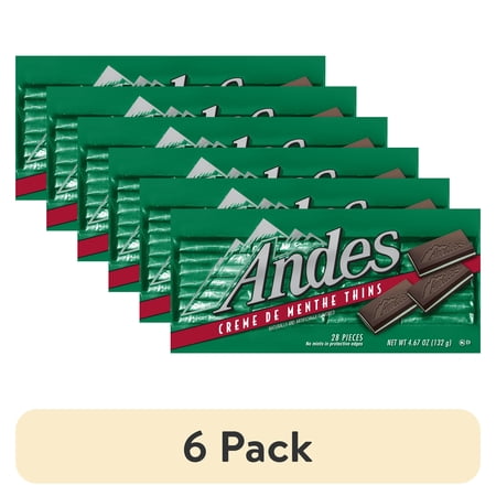 (6 pack) Andes Crème de Menthe Thin Mints, 4.67 oz. Peanut Free, Gluten Free. Contains Milk.