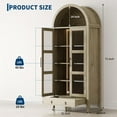 thumbnail image 3 of QinaQin 71-Inch High Arched Kitchen Storage Unit, Modern Farmhouse Style, with Led Lighting, Open/Adjustable Shelves, Hidden Drawers and Glass Doors, 3 of 8