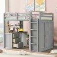 thumbnail image 2 of Bellemave Full Size Loft Bed with Desk and Storage Wardrobe, Drawers, Wood High Loft Bed(Classic Gray), 2 of 10